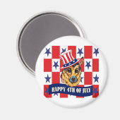 German Shepherd Happy 4. Juli Magnet (Vorderseite/Rückseite)