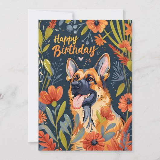 German Shepherd Happy Birthday Feiertagskarte (Vorderseite)