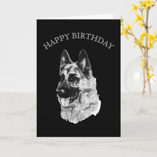 German Shepherd Happy Birthday Karte (Gelbe Blume)