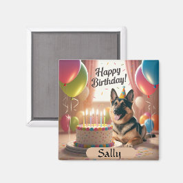 German Shepherd Happy Birthday Magnet
