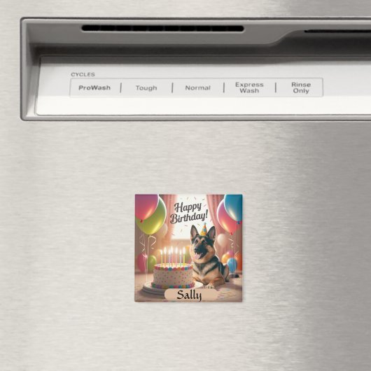 German Shepherd Happy Birthday Magnet (In Situ (Geschirrspüler))