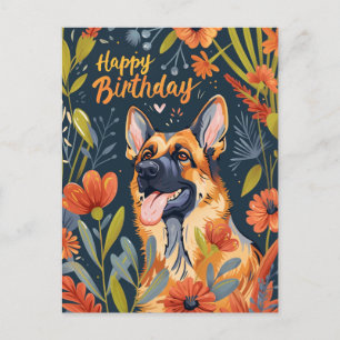 German Shepherd Happy Birthday Postkarte