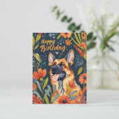 German Shepherd Happy Birthday Postkarte (Stehend Vorderseite)