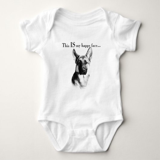German Shepherd Happy Face Baby Strampler (Vorderseite)