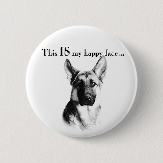 German Shepherd Happy Face Button (Vorderseite)