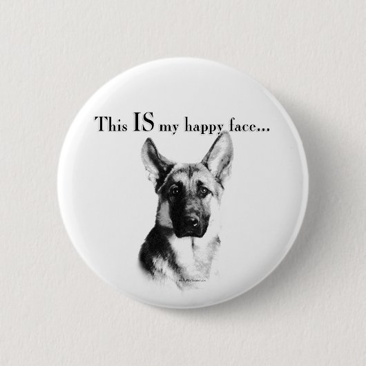 German Shepherd Happy Face Button (Vorderseite)