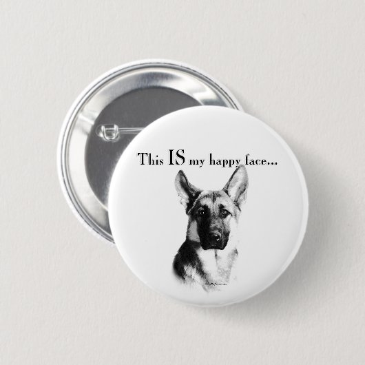 German Shepherd Happy Face Button (Vorne & Hinten)