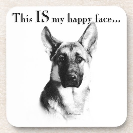 German Shepherd Happy Face Getränkeuntersetzer (Vorderseite)