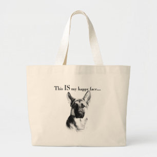 German Shepherd Happy Face Jumbo Stoffbeutel