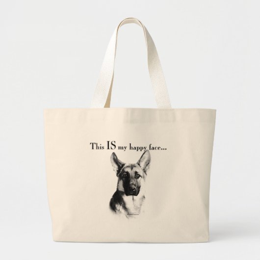 German Shepherd Happy Face Jumbo Stoffbeutel (Vorne)