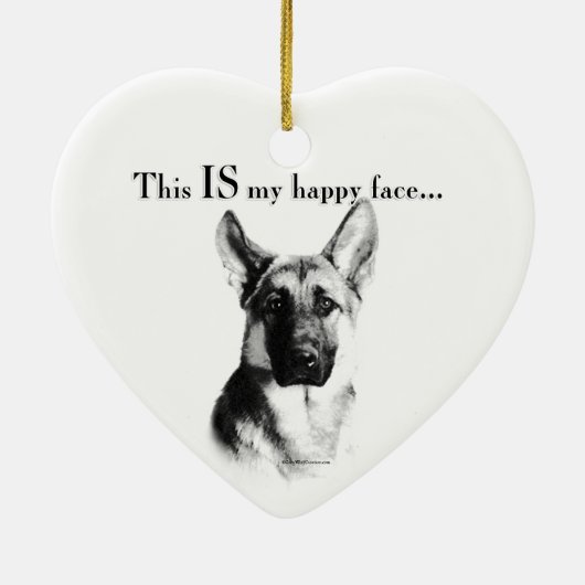German Shepherd Happy Face Keramik Ornament (Hinten)