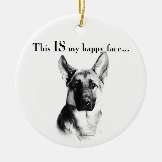 German Shepherd Happy Face Keramik Ornament (Vorne)