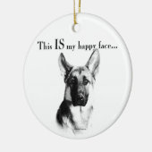 German Shepherd Happy Face Keramik Ornament (Links)
