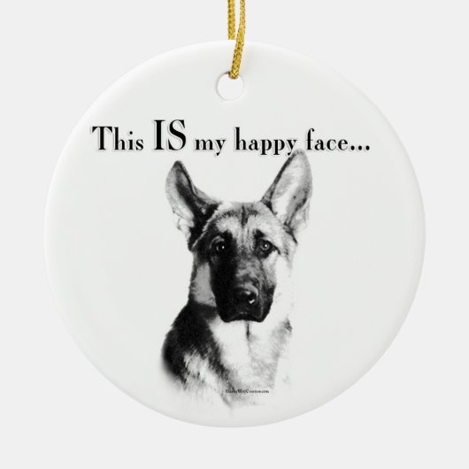 German Shepherd Happy Face Keramik Ornament (Vorne)