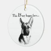 German Shepherd Happy Face Keramik Ornament (Links)