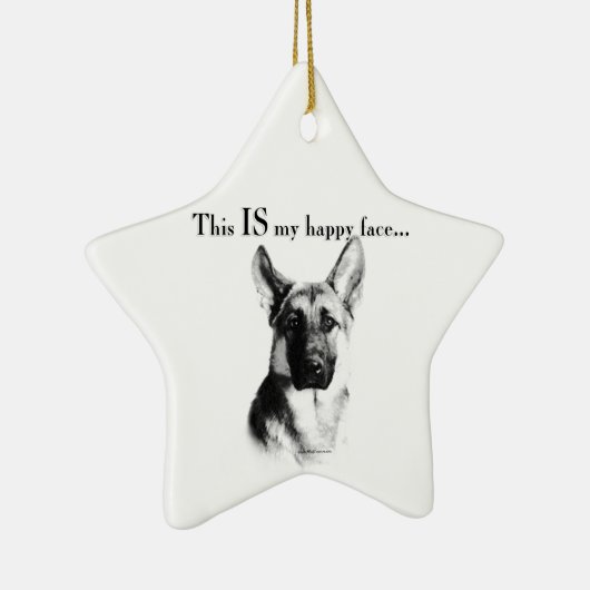 German Shepherd Happy Face Keramik Ornament (Rechts)