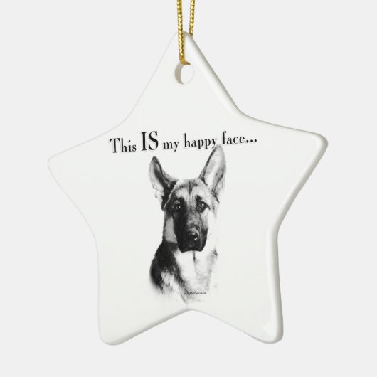 German Shepherd Happy Face Keramik Ornament (Links)
