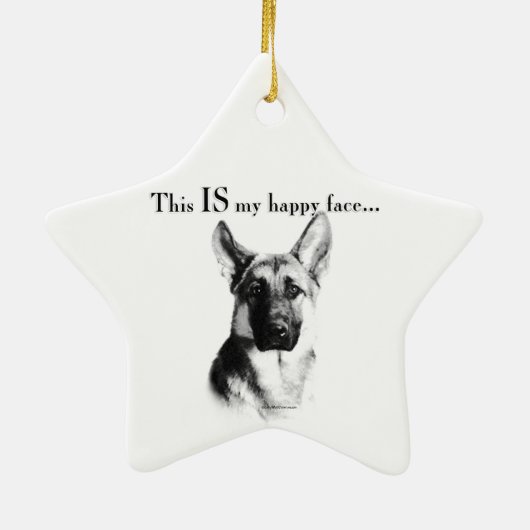 German Shepherd Happy Face Keramik Ornament (Hinten)