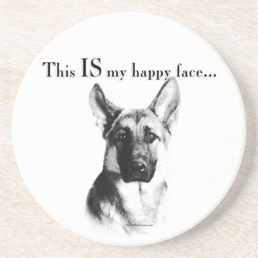 German Shepherd Happy Face Untersetzer (Vorne)