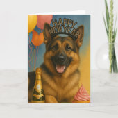 German Shepherd Happy New Year Karte (Vorderseite)