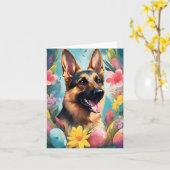 German Shepherd Happy Oaster Karte (Gelbe Blume)