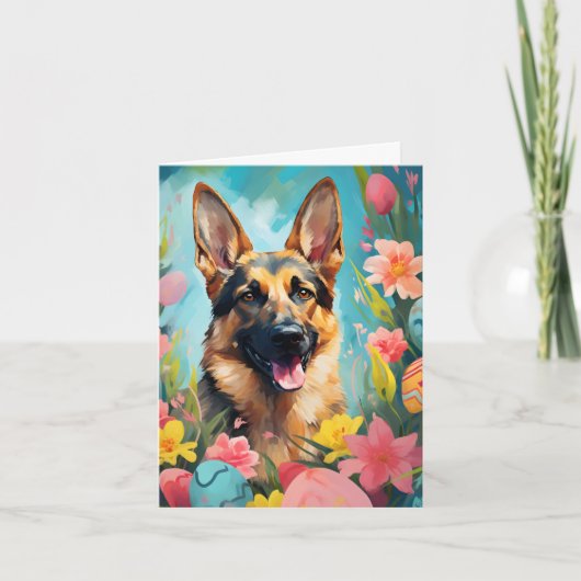 German Shepherd Happy Oaster Karte (Vorderseite)