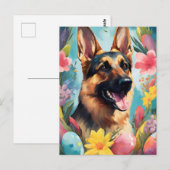 German Shepherd Happy Oaster Postkarte (Vorne/Hinten)