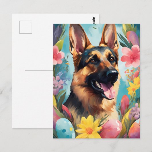 German Shepherd Happy Oaster Postkarte (Vorne/Hinten)
