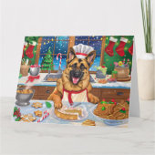 German Shepherd Holiday Baking: Festliche Weihnach Karte (Vorderseite)