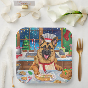 German Shepherd Holiday Baking: Festliche Weihnach Pappteller