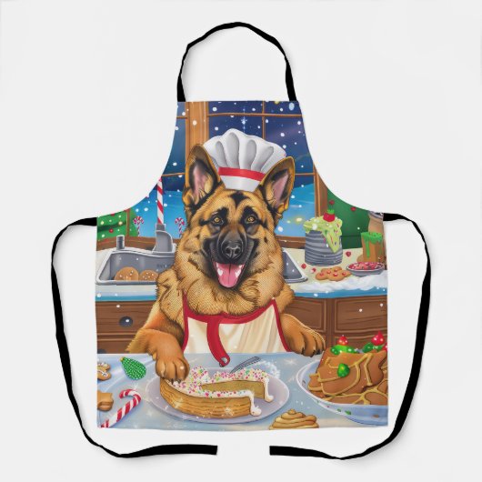 German Shepherd Holiday Baking: Festliche Weihnach Schürze (Vorderseite)