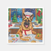 German Shepherd Holiday Baking: Festliche Weihnach Serviette (Vorderseite)