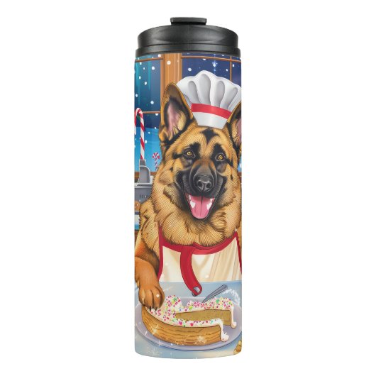German Shepherd Holiday Baking: Festliche Weihnach Thermosbecher (Vorderseite)