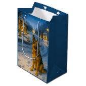 German Shepherd Holiday  Mittlere Geschenktüte (Vorderseite Schrägansicht)