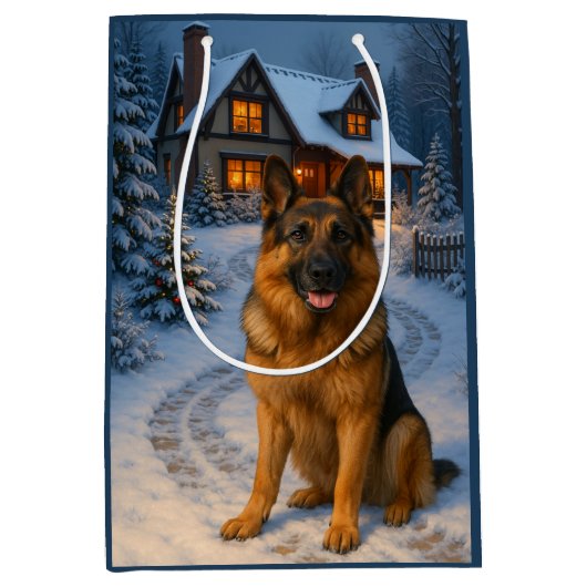 German Shepherd Holiday  Mittlere Geschenktüte (Vorderseite)