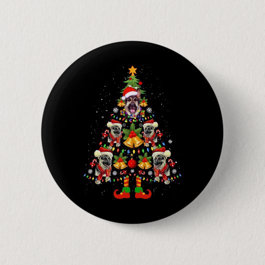 German Shepherd Hund Weihnachtsmannmütze Weihnacht Button (Vorderseite)