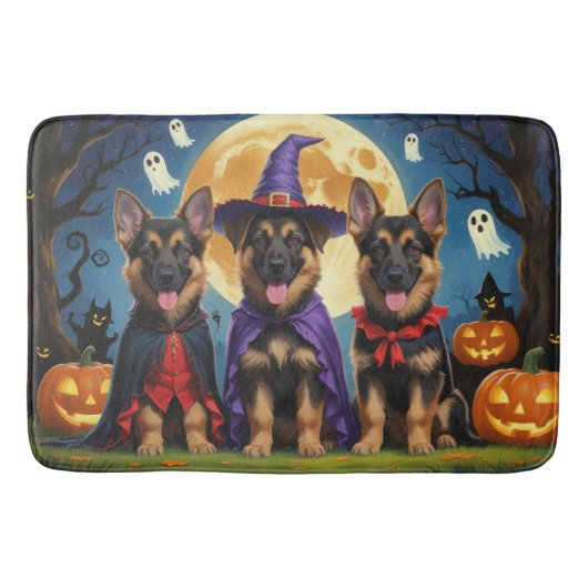 German Shepherd Hunde Pumpkin Halloween Funny Badematte (Vorderseite)