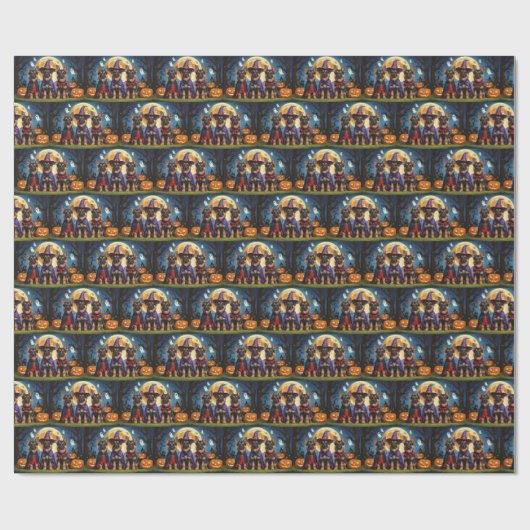 German Shepherd Hunde Pumpkin Halloween Funny Geschenkpapier (Flach)