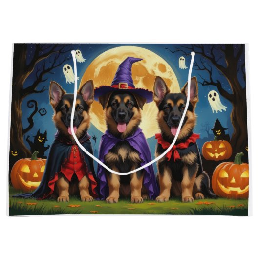 German Shepherd Hunde Pumpkin Halloween Funny Große Geschenktüte (Vorderseite)