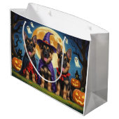 German Shepherd Hunde Pumpkin Halloween Funny Große Geschenktüte (Rückseite Schrägansicht)
