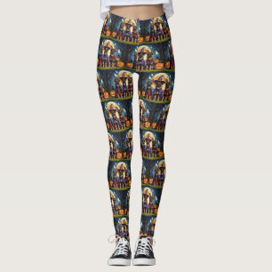 German Shepherd Hunde Pumpkin Halloween Funny Leggings