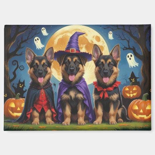 German Shepherd Hunde Pumpkin Halloween Funny Magnet (Vorderseite)