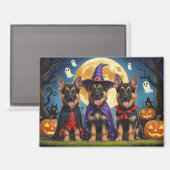 German Shepherd Hunde Pumpkin Halloween Funny Magnet (Vorderseite/Rückseite)