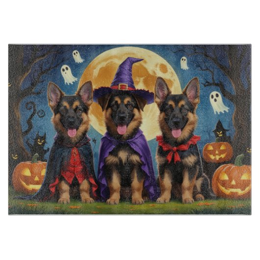 German Shepherd Hunde Pumpkin Halloween Funny Schneidebrett (Vorderseite)