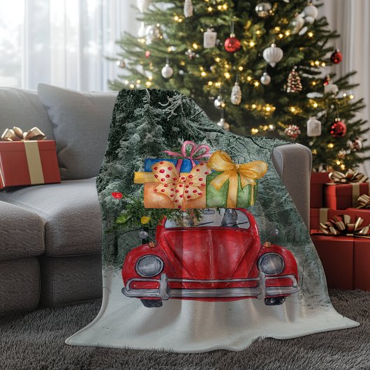 German Shepherd Hunde Weihnachten Autofahren es Zu Fleecedecke