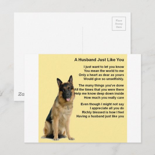 German Shepherd Husband Poem Postkarte (Vorne/Hinten)