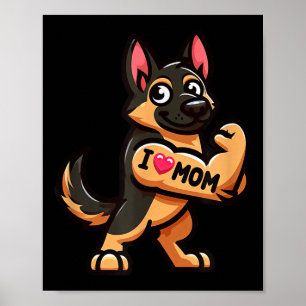 German Shepherd I Liebe Mama Funny Dog Tattoo Poster