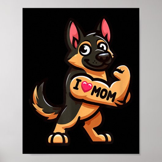 German Shepherd I Liebe Mama Funny Dog Tattoo Poster (Vorne)