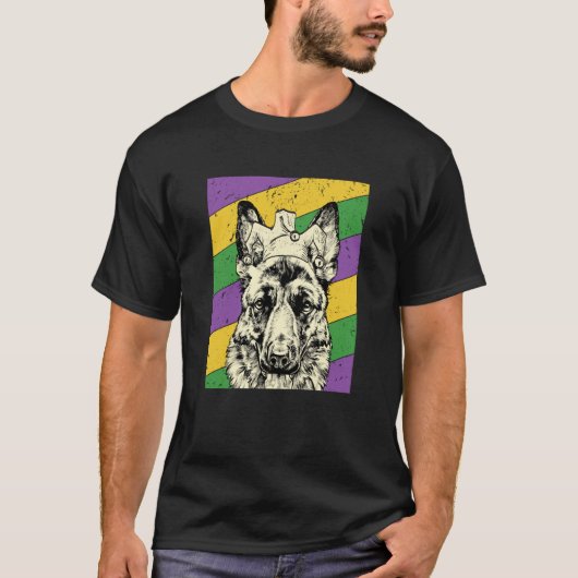 German Shepherd Jester Mardi Gras Dog Mom or Dad T-Shirt (Vorderseite)