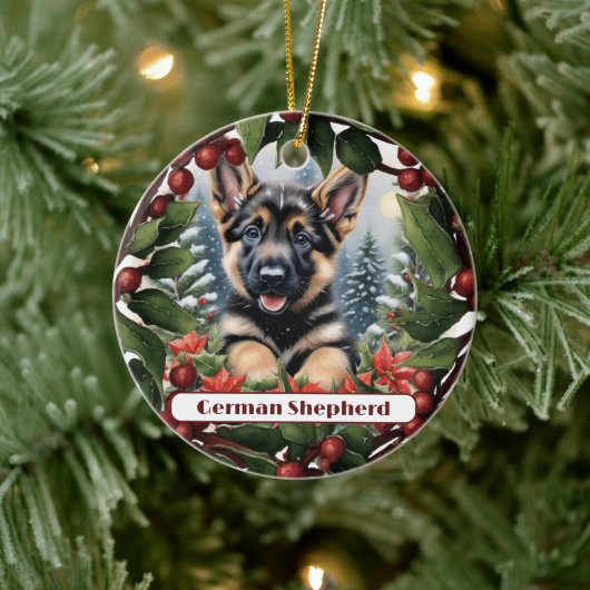 German Shepherd Joy: Weihnachten individuell gesta Keramik Ornament (Baum)